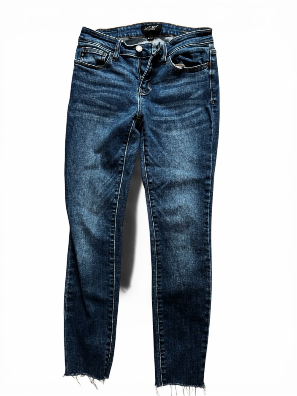 Judy Blue Skinny Jeans Size 5/27 Medium Wash Raw Hem Stretch Denim